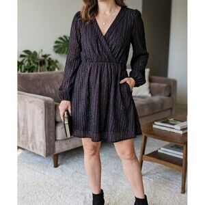 Modcloth Black Dress with
Subtle Purple Stripe